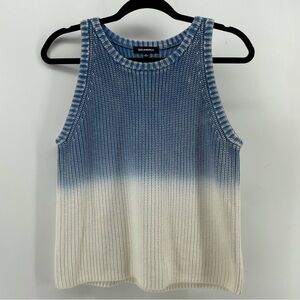 525 America Sweater Vest Blue White Ombre Knit 100% Cotton M